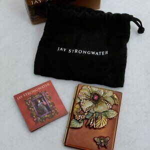 Jay Strongwater Folding Travel Frame Enamel Swarovski Crystals Floral Butterfly